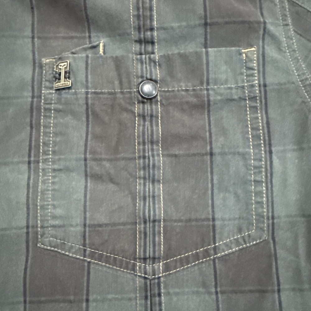 Harley Davidson 1 Shirt Mens XL Blue Plaid Black‎ Pearl Snap Short Sleeve - Picture 5 of 9